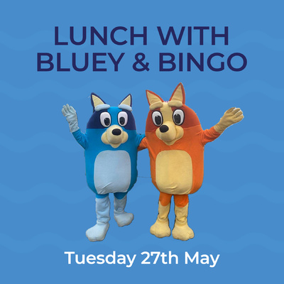 12.30pm Lunch with Bluey & Bingo | 7pm Bruno Mars Tribute
